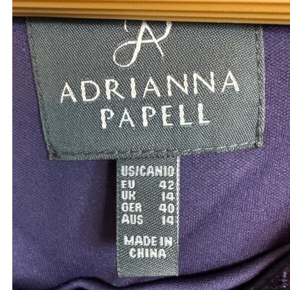 Adrianna Papell Dress Velvet Burnout Purple Tonal Geometric Size 10 LBD Whimsy - Picture 7 of 9